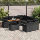 Garden Sofa Set with Cushion 9 pcs Black - Side View