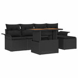 Garden Sofa Set with Cushion 6 pcs Black