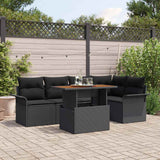 Garden Sofa Set with Cushion 6 pcs Black 100 x 55 x 73 cm