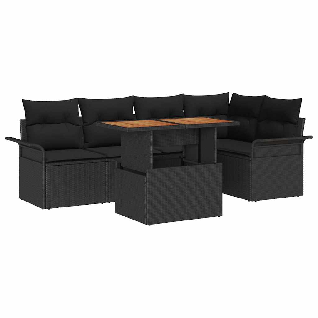 Garden Sofa Set with Cushion 6 pcs Black 100 x 55 x 73 cm