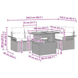 Garden Sofa Set with Cushion 6 pcs Black 100 x 55 x 73 cm - Extra Image