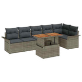 Garden Sofa Set with Cushion 7 pcs Grey Poly Rattan