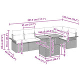 Garden Sofa Set with Cushion 7 pcs Black Poly Rattan