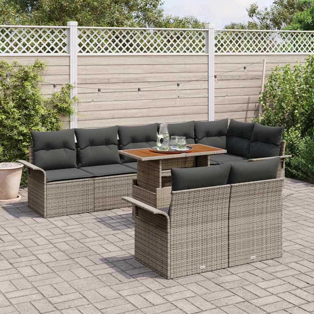Garden Sofa Set with Cushion Manual 9 pcs Grey 100 x 55 x 73 cm