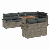 Garden Sofa Set with Cushion 9 pcs Grey Poly Rattan