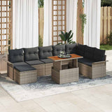 Garden Sofa Set 9 pcs Grey Poly rattan and powder-coated steel