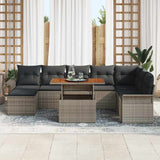Garden Sofa Set 9 pcs Grey Poly rattan, powder-coated steel - Side View