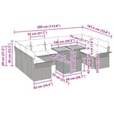 Garden Sofa Set 10 pcs Grey Poly rattan and powder-coated steel