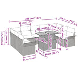 Garden Sofa Set 10 pcs Grey Poly rattan and powder-coated steel - Extra Image