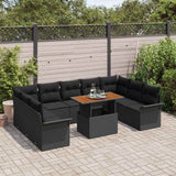 Garden Sofa Set with Cushion 10 pcs Black - Side View