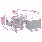 Garden Sofa Set with Cushion 11 pcs Grey Poly Rattan - Extra Image
