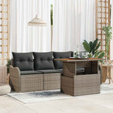Garden Sofa Set with Cushion 5 pcs Grey Poly Rattan