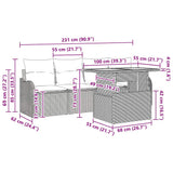 Garden Sofa Set with Cushion 5 pcs Grey Poly Rattan