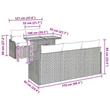 Garden Sofa Set with Cushion 6 pcs Grey Poly Rattan