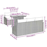 Garden Sofa Set with Cushion Manual 6 pcs Grey 100 x 55 x 73 cm - Extra Image