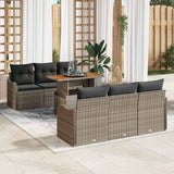 Garden Sofa Set with Cushion 7 pcs Grey Poly Rattan