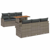 Garden Sofa Set with Cushion 7 pcs Grey Poly Rattan