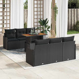 Garden Sofa Set with Cushion 7 pcs Black Poly Rattan