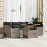 Garden Sofa Set with Cushion Manual 7 pcs Grey