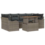 Garden Sofa Set with Cushion Manual 7 pcs Grey 100 x 55 x 73 cm - Front View