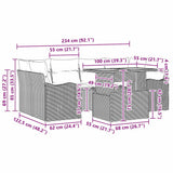 Garden Sofa Set with Cushion Manual 7 pcs Grey