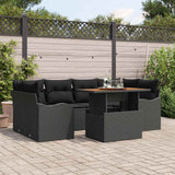 Garden Sofa Set with Cushion Manual 7 pcs Black