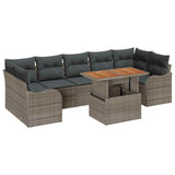 Garden Sofa Set with Cushion 8 pcs Grey Poly Rattan