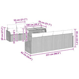 Garden Sofa Set with Cushion Manual 7 pcs Grey 100 x 55 x 73 cm - Extra Image