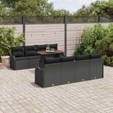 Garden Sofa Set with Cushion 7 pcs Black 100 x 55 x 73 cm - Side View