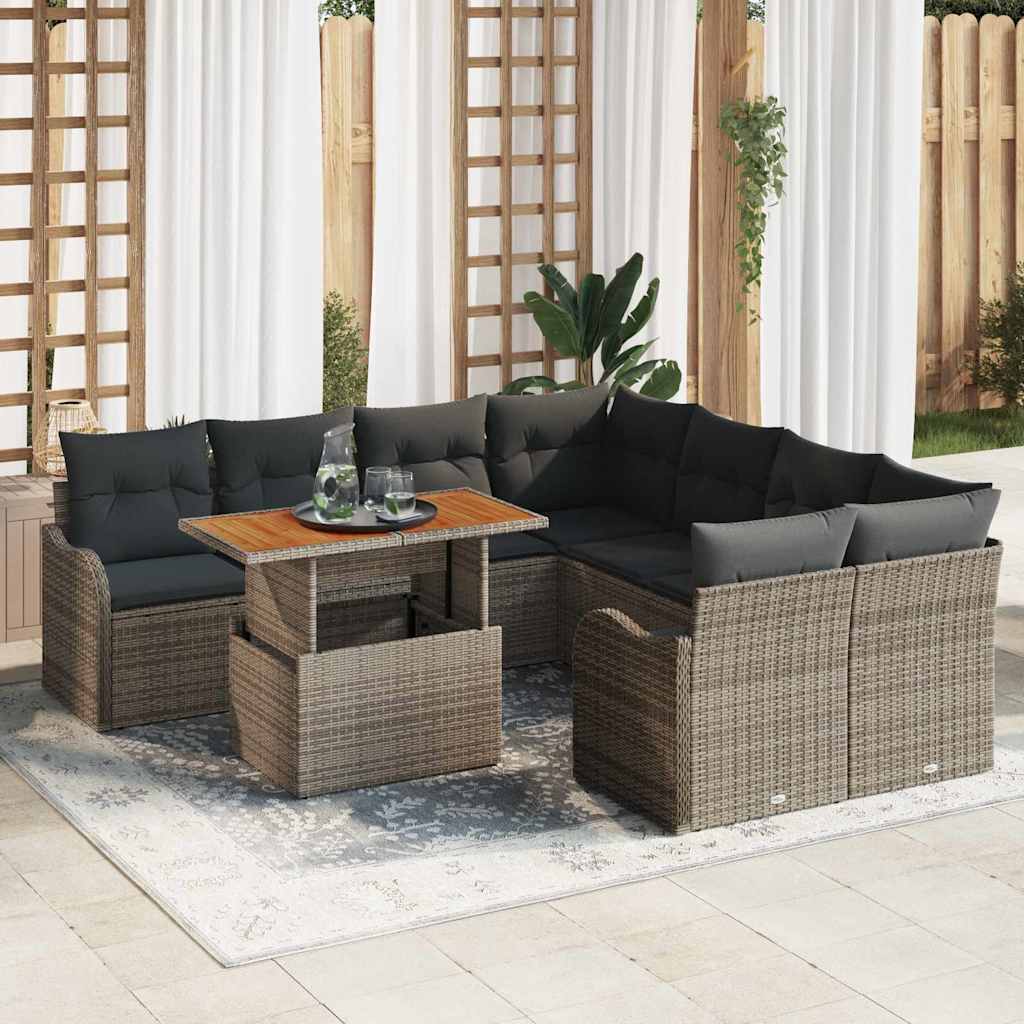 Garden Sofa Set with Cushion Manual 7 pcs Grey