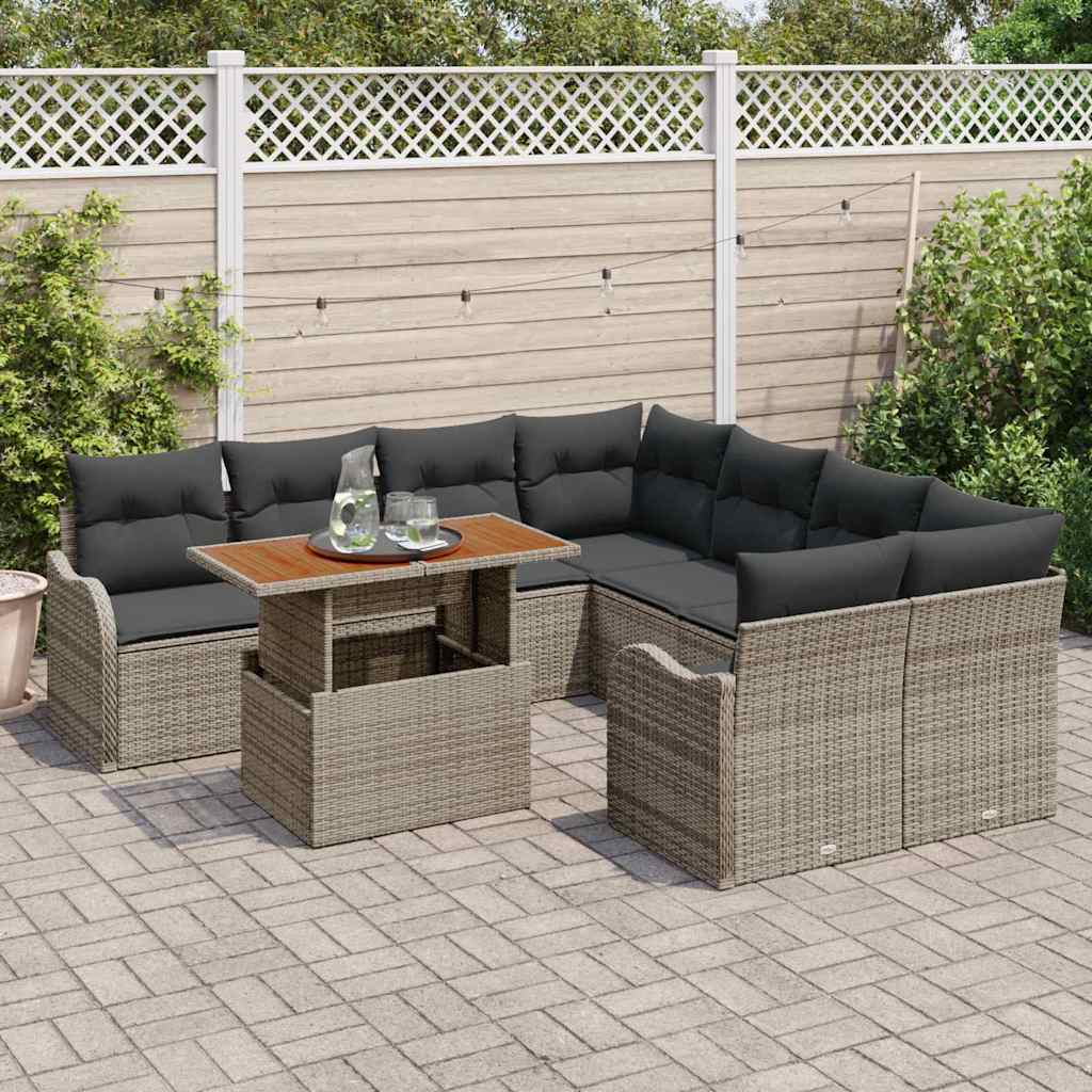 Garden Sofa Set with Cushion Manual 7 pcs Grey