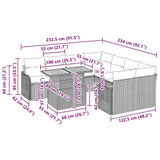 Garden Sofa Set with Cushion Manual 7 pcs Grey