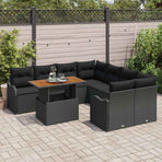 Garden Sofa Set 7 pcs 6-Seater Black