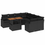 Garden Sofa Set with Cushion Manual 7 pcs Black