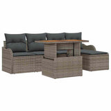 Garden Sofa Set with Cushion 6 pcs Grey Poly Rattan