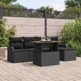 Garden Sofa Set with Cushion 6 pcs Black Poly Rattan
