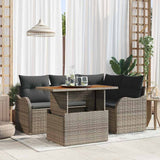 Garden Sofa Set with Cushion 5 pcs Grey Poly Rattan