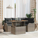 Garden Sofa Set 5 pcs 4-Seater Grey Poly Rattan