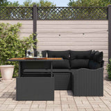 Garden Sofa Set with Cushion 5 pcs Black 100 x 55 x 73 cm - Side View