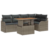 Garden Sofa Set with Cushion 6 pcs Grey Poly Rattan