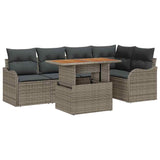 Garden Sofa Set with Cushion Manual 6 pcs Grey 100 x 55 x 73 cm - Front View