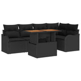 Garden Sofa Set with Cushion 6 pcs Black Poly Rattan