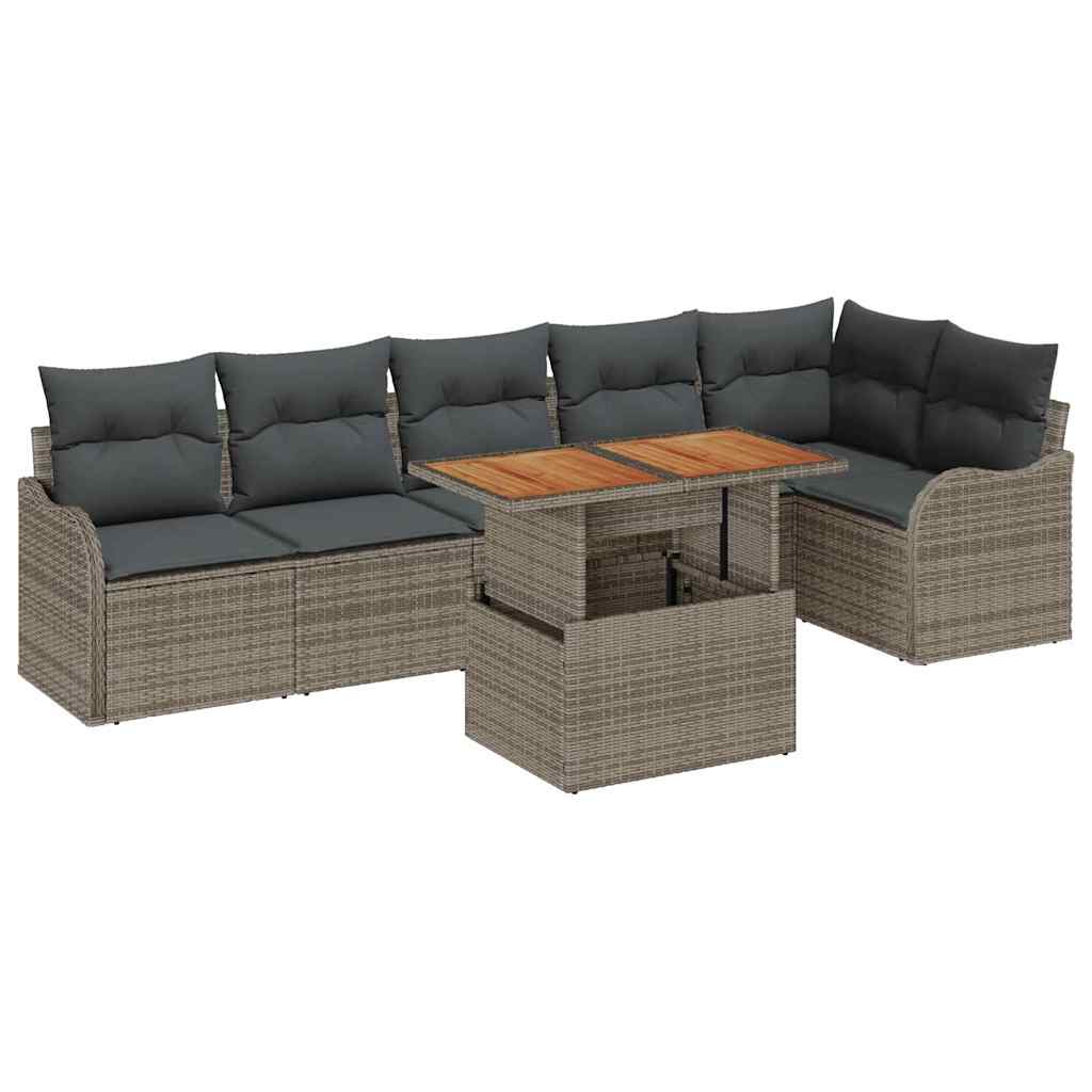Garden Sofa Set with Cushion Manual 7 pcs Grey