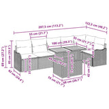 Garden Sofa Set with Cushion Manual 7 pcs Grey 100 x 55 x 73 cm - Extra Image