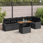 Garden Sofa Set 7 pcs 6-Seater Black