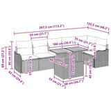 Garden Sofa Set with Cushion Manual 7 pcs Black