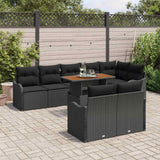 Garden Sofa Set with Cushion 9 pcs Black 100 x 55 x 73 cm - Side View