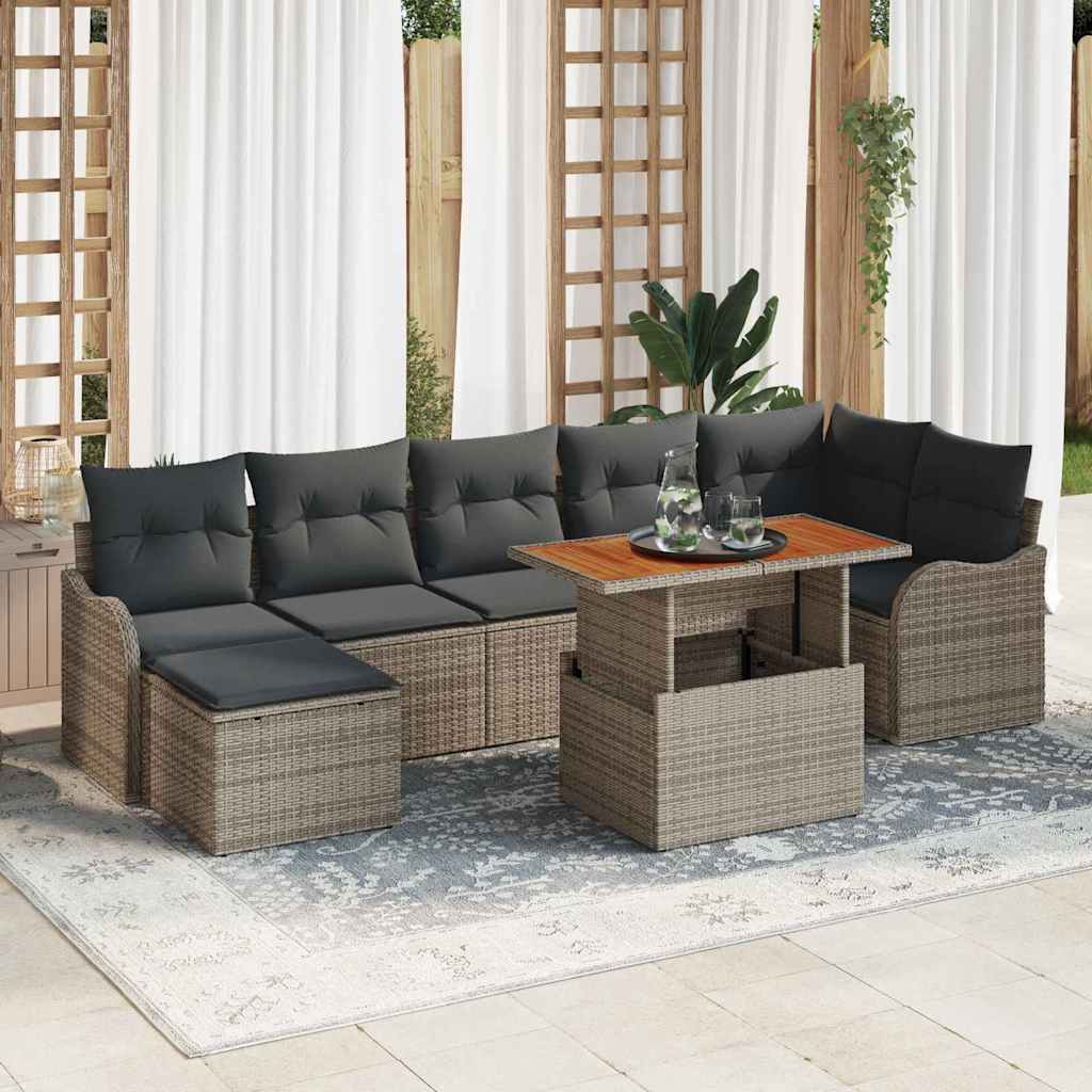 Garden Sofa Set with Cushion with Storage 8 pcs Grey