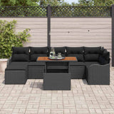 Garden Sofa Set with Cushion with Storage 8 pcs Black - Side View