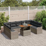 Garden Sofa Set 10 pcs Grey Poly rattan and powder-coated steel